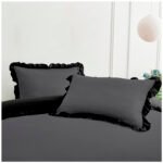 Frill Edge Duvet Cover Set - Charcoal/Black - Image 12