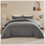 Reversible Plain Duvet Cover Set - Charcoal/Grey