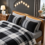Teddy Fleece Check Duvet Cover Set Charcoal Grey