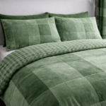 Breathable Denim Check Duvet Cover Set - Green - Image 4