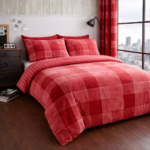 Breathable Denim Check Duvet Cover Set - Red