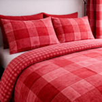 Breathable Denim Check Duvet Cover Set - Red - Image 3