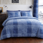 Breathable Denim Check Duvet Cover Set - Blue