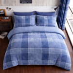 Breathable Denim Check Duvet Cover Set - Blue - Image 2