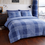 Breathable Denim Check Duvet Cover Set - Blue - Image 3