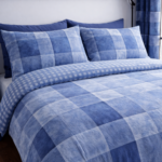 Breathable Denim Check Duvet Cover Set - Blue - Image 4