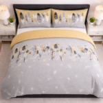 Luxury Feather Geometric Duvet Set - Yellow - Image 2
