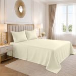 Luxury Cotton Blend Flat Bed Sheet - Cream - Image 2