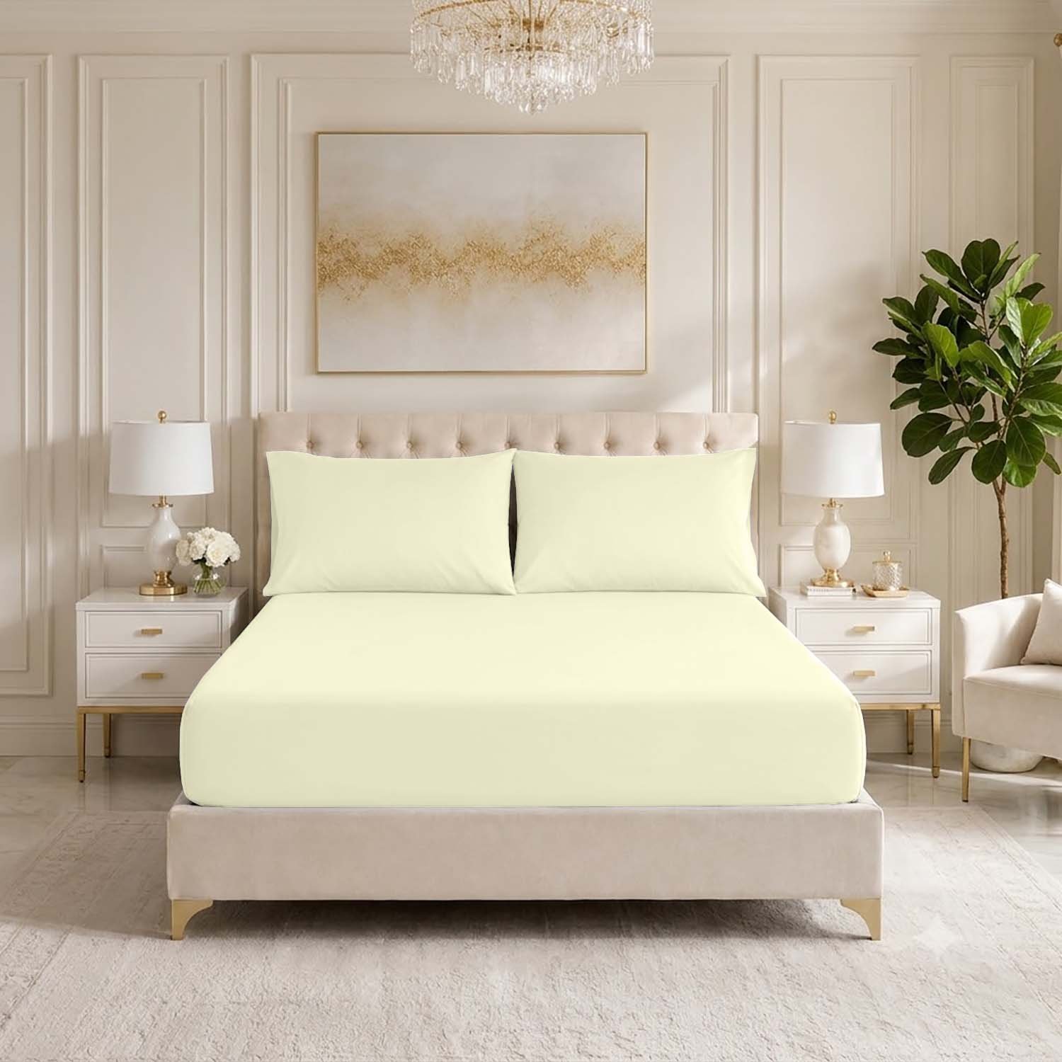 Cream 2 Premium Soft Touch Fitted Sheet – Cream