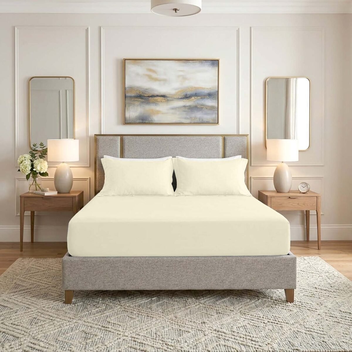 Premium Home Essentials Plain Fitted Sheet - Cream