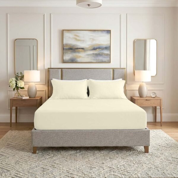 Premium Home Essentials Plain Fitted Sheet - Cream
