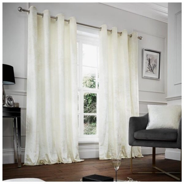 Crushed Velvet Blackout Curtains - Cream