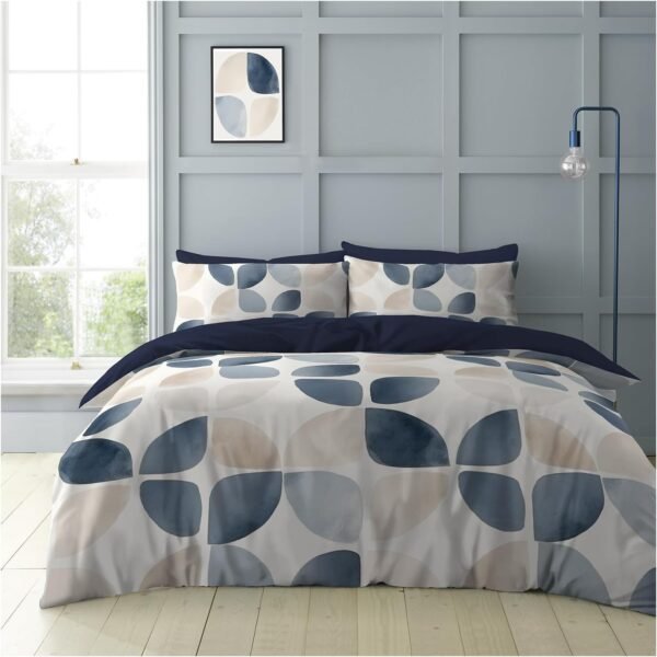 Geometric Pattern Duvet Cover Set - Navy