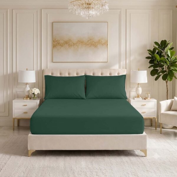 Premium Soft Touch Fitted Sheet – Dark Green