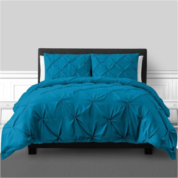 Luxury Pintuck Duvet Cover Set - Deep Teal