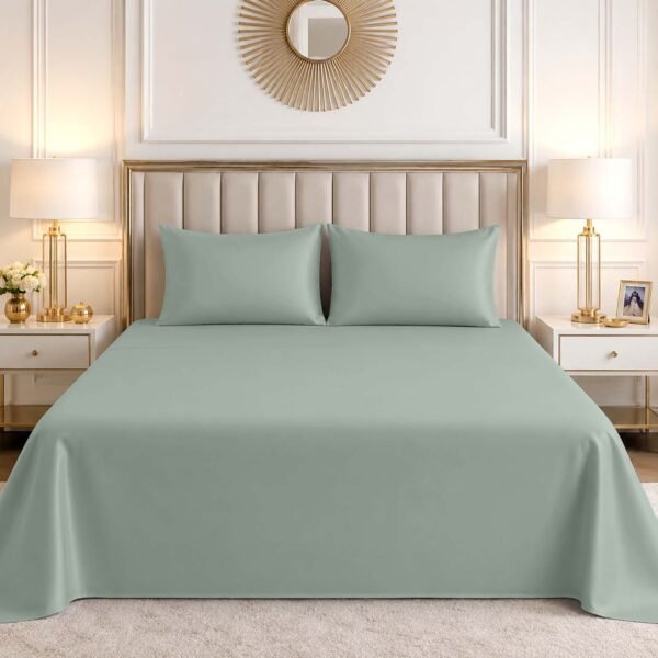 Luxury Cotton Blend Flat Bed Sheet - Duck Egg