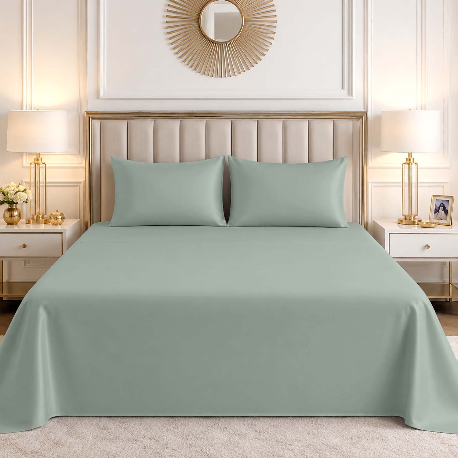 Duck Egg 1 Luxury Cotton Blend Flat Bed Sheet - Duck Egg