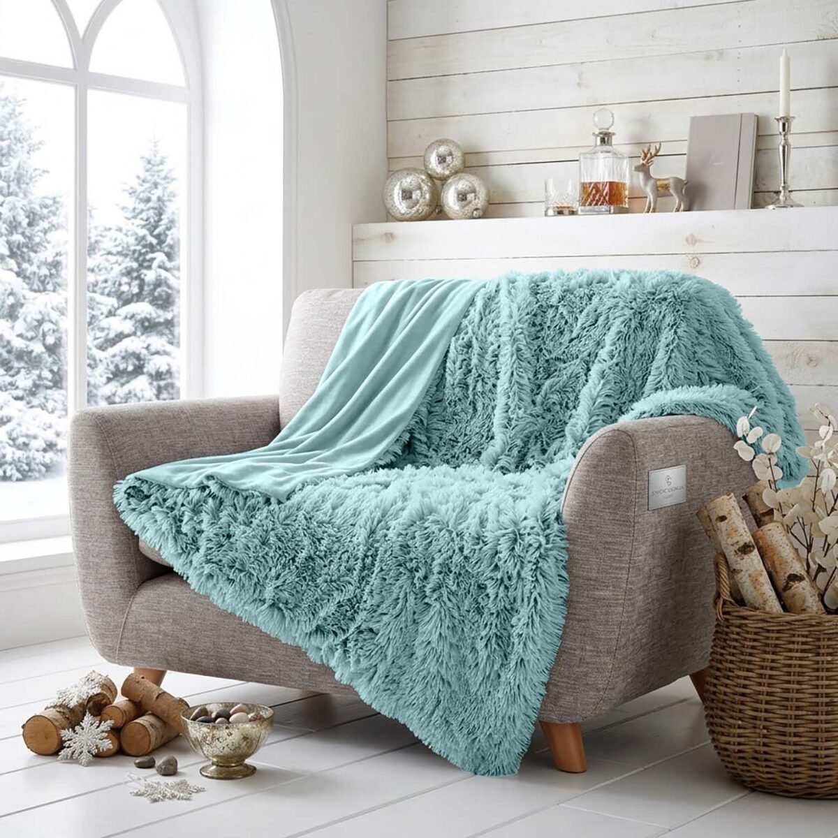 Luxury Soft Fleece Throw Blanket - Duck Egg
