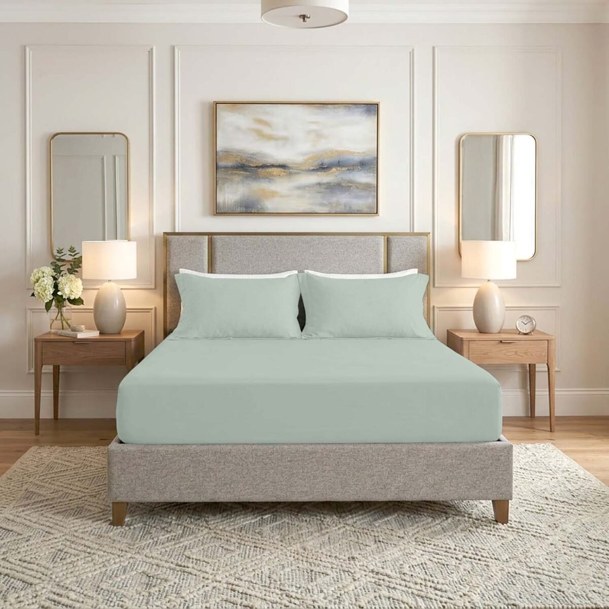 Premium Home Essentials Plain Fitted Sheet - Duck Egg