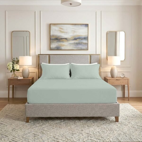 Premium Home Essentials Plain Fitted Sheet - Duck Egg
