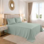 Luxury Cotton Blend Flat Bed Sheet - Duck Egg - Image 2