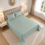 Luxury Cotton Blend Flat Bed Sheet - Duck Egg - Image 3