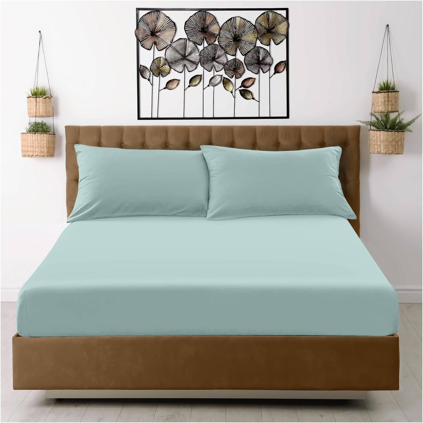 Duck Egg Microfibre Deep Fitted Sheet Duck Egg