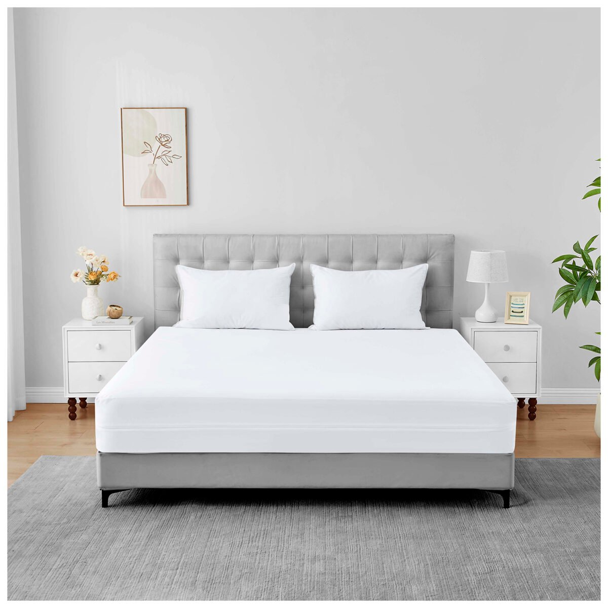 Waterproof Mattress Encasement Cover - White