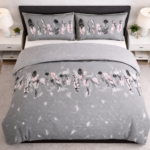 Luxury Feather Geometric Duvet Set - Grey - Image 2