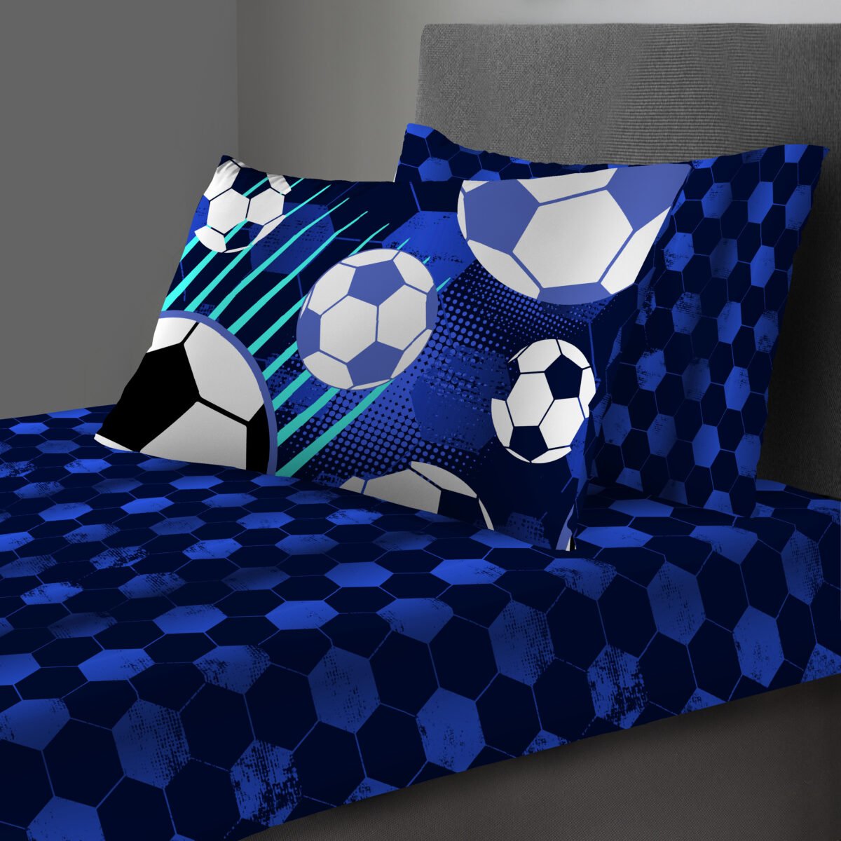 Kids' Sports Football Sheet Cover Set - Blue