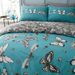 Reversible Butterfly Duvet Cover Set - Teal - Image 3
