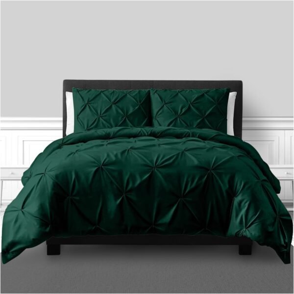 Luxury Pintuck Duvet Cover Set - Green