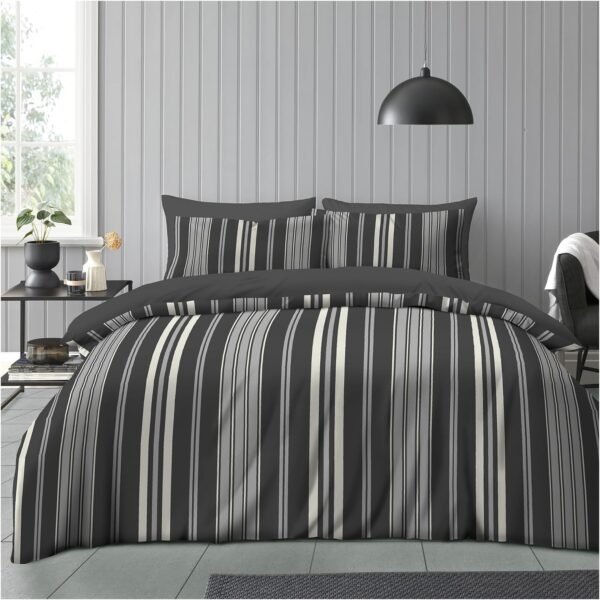 Stripe Pattern Duvet Cover Set - Grey