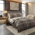 Luxury Check Geometric Duvet Cover Set - Grey
