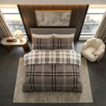 Luxury Check Geometric Duvet Cover Set - Grey