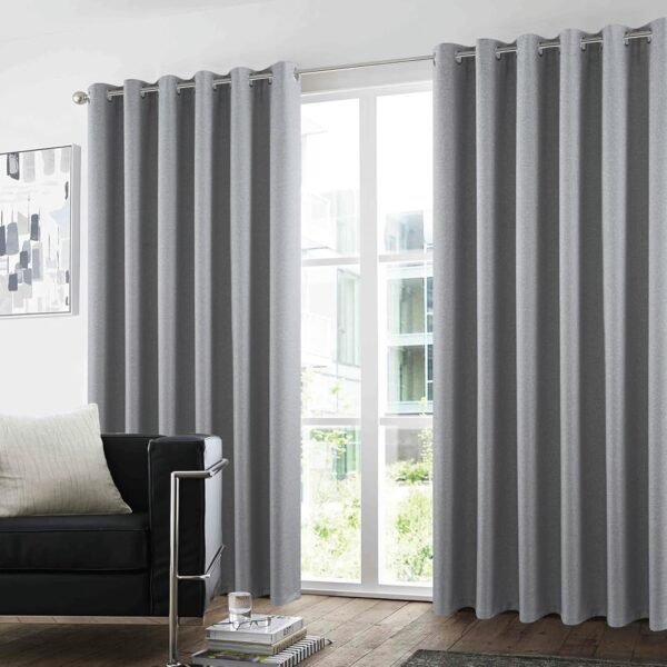 Pair of Glitter Curtains for Bedroom - Grey