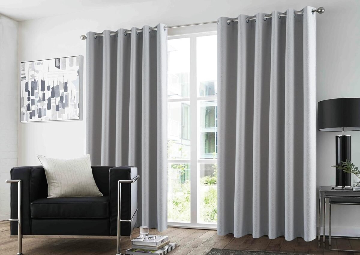 Blackout Eyelet Curtains For Bedroom - Grey