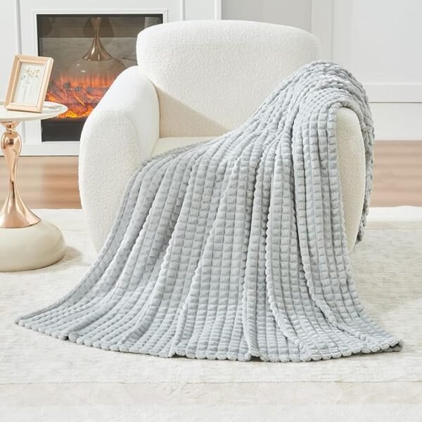 Luxury Textured Fleece Throw - Grey