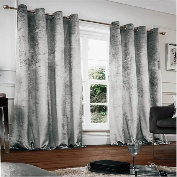 Crushed Velvet Blackout Curtains - Grey
