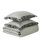 Frill Edge Duvet Cover Set - Grey/Charcoal - Image 12