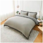 Frill Edge Duvet Cover Set - Grey/Charcoal - Image 5