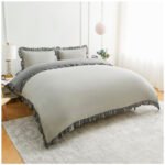 Frill Edge Duvet Cover Set - Grey/Charcoal - Image 6