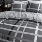 Luxury Striped Check Duvet Cover Set – Grey