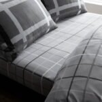 Luxury Striped Check Duvet Cover Set – Grey
