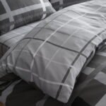 Luxury Striped Check Duvet Cover Set – Grey