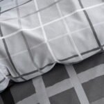Luxury Striped Check Duvet Cover Set – Grey
