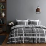Luxury Striped Check Duvet Cover Set – Grey