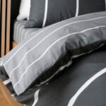 Striped Duvet Cover Set - Black/Charcoal - Image 4