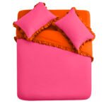 Frill Edge Duvet Cover Set - Hot Pink/Orange - Image 10