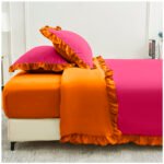 Frill Edge Duvet Cover Set - Hot Pink/Orange - Image 11